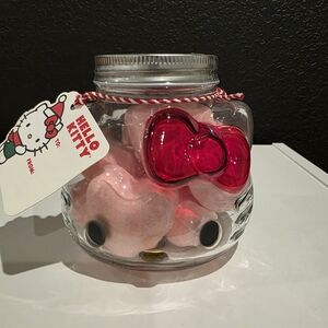 NWT Hello Kitty Glass Jar with Pink Bath Bombs